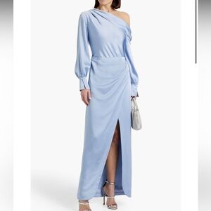 BRAND NEW SIMKHAI one-shoulder satin-crepe maxi dress, Marina Blue, size 8